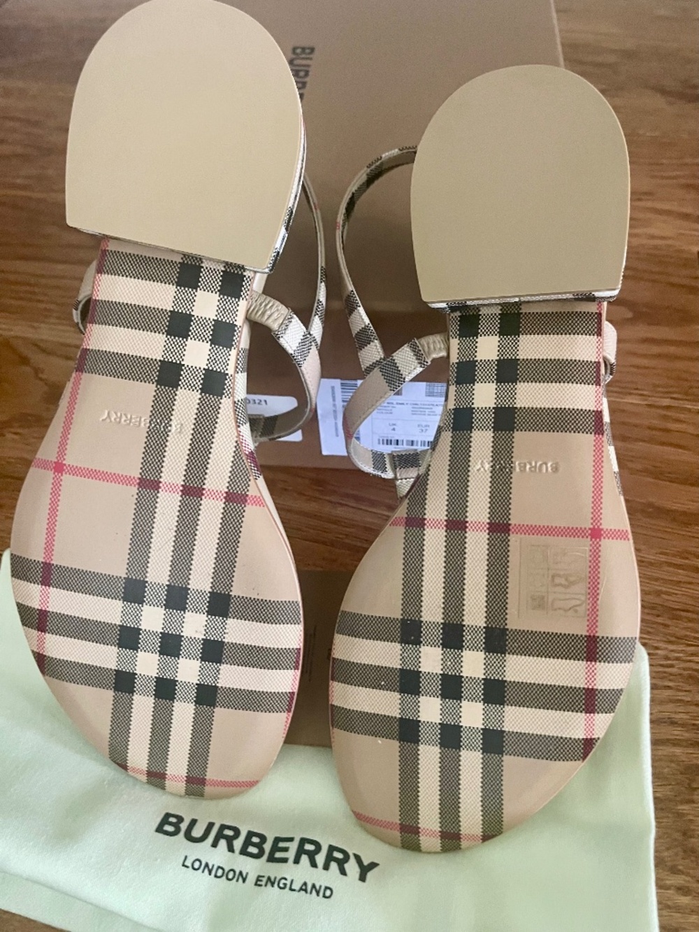 Classic Burberry Check T-strap Sandals